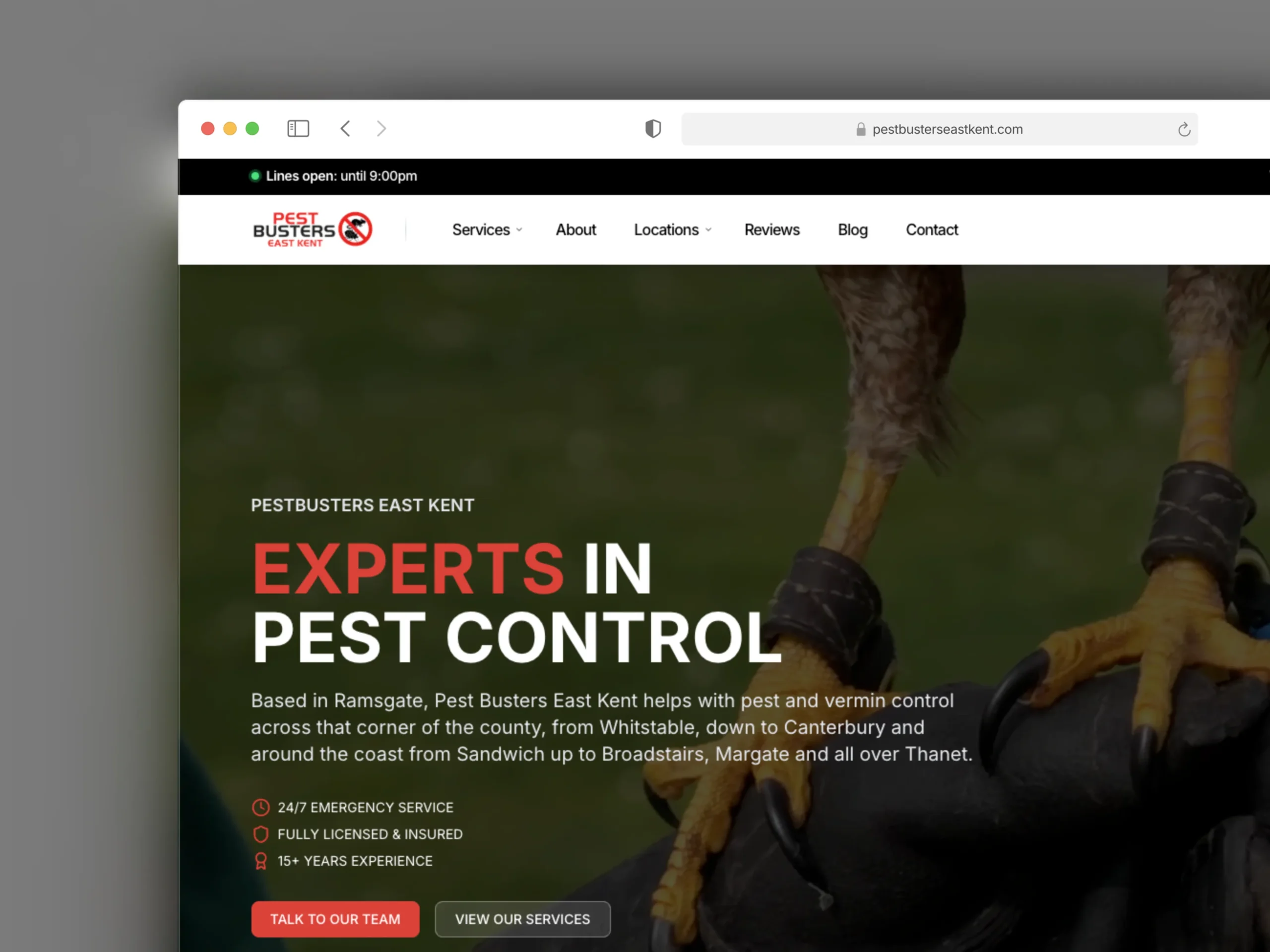 Pest Busters East Kent Website Hero Section