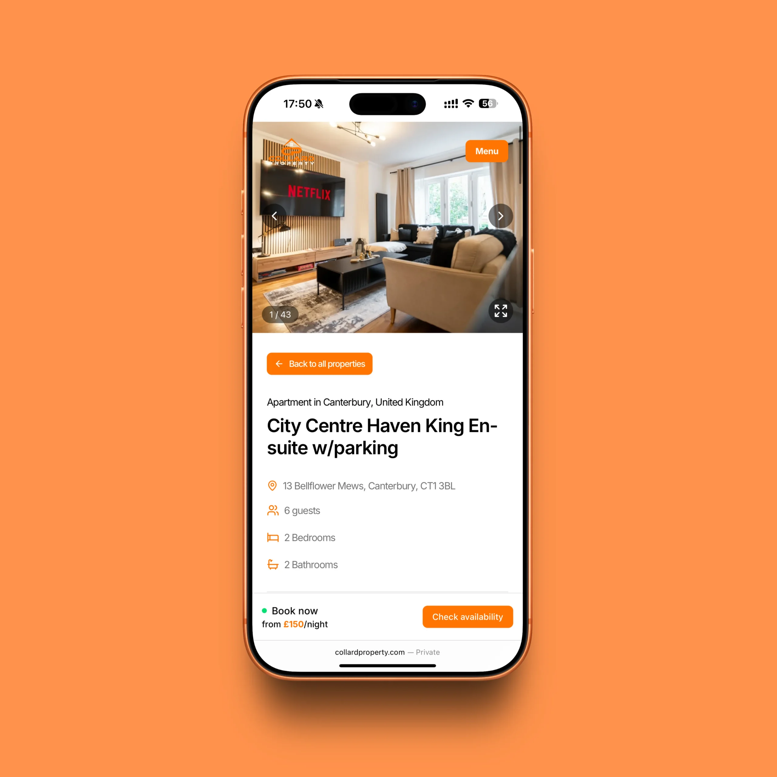 Collard Property Website Booking Page